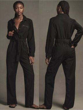 Anthropologie Pilcro The Lonnie Denim Coverall Jumpsuit Black